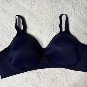Vanity Fair Beauty Back Full Figure Wire Free Bra Navy EUC Size 42C